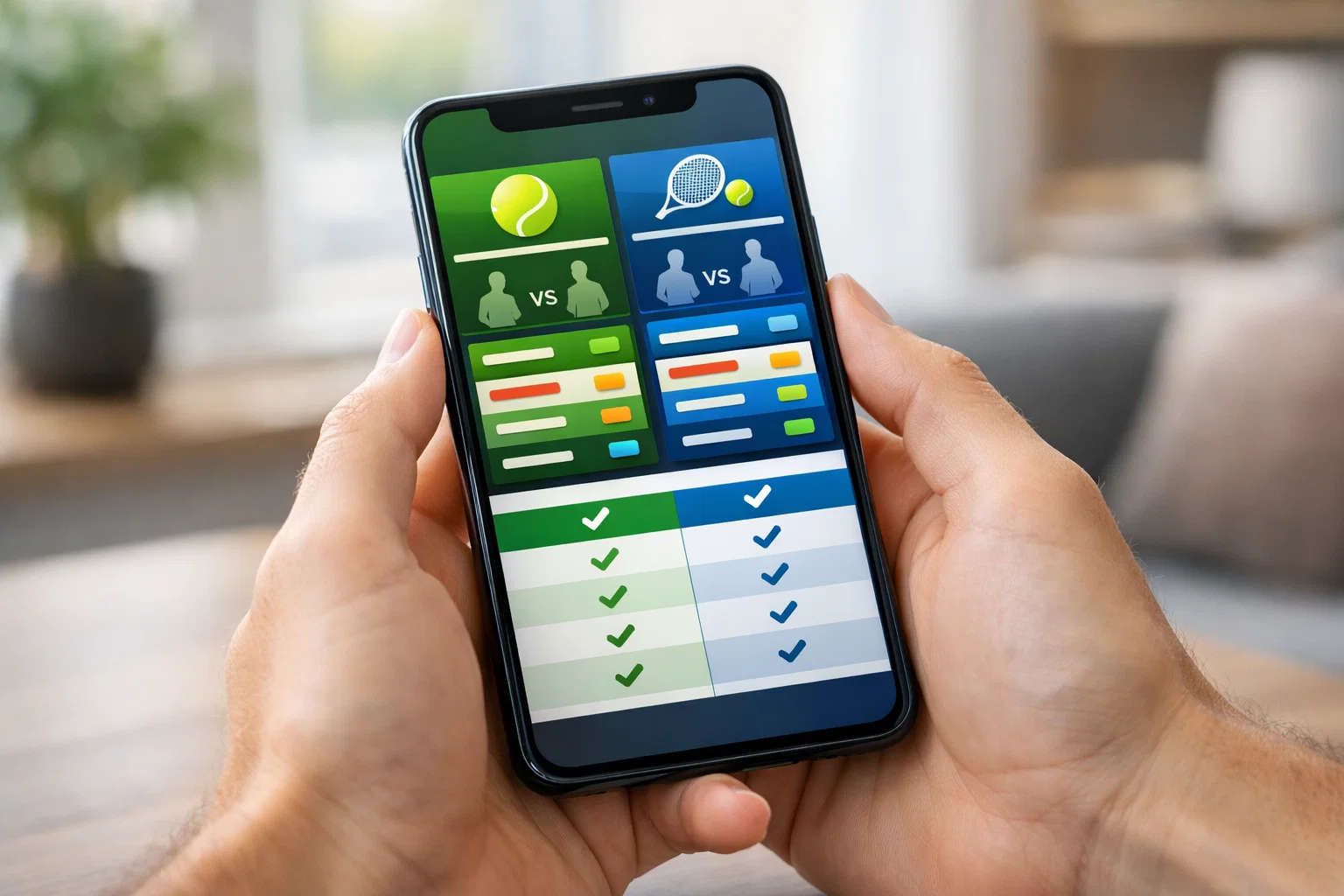 Person vergleicht verschiedene Sportwetten-Apps auf dem Smartphone