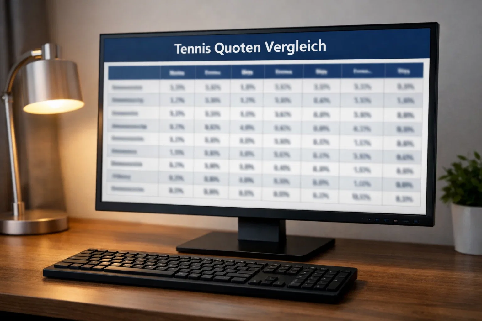 Bildschirm zeigt Quotenvergleich verschiedener Tennis-Wettanbieter