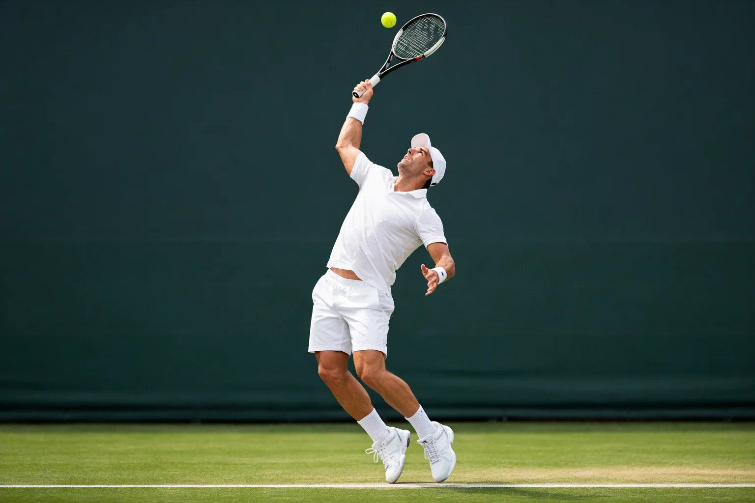 Tennisspieler beim Aufschlag mit hoher Geschwindigkeit für Ass